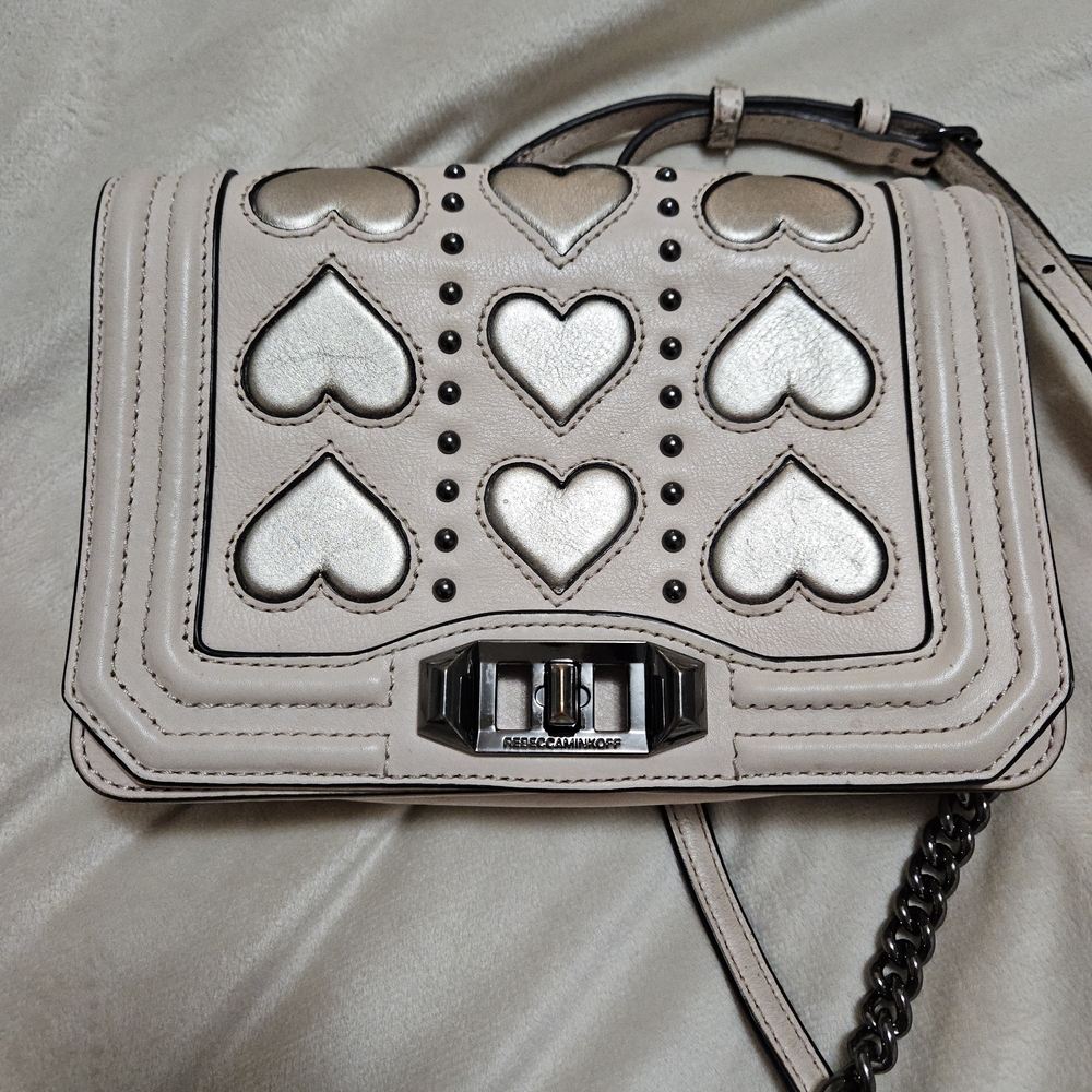 Rebecca Minkoff Silver Heart-Embellished Crossbody Bag